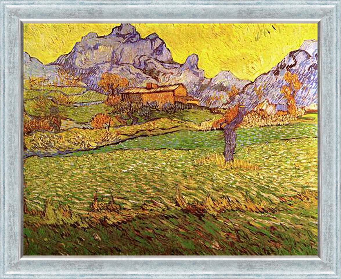 Картина в раме - A Meadow in the Mountains Le Mas de Saint-Paul. Винсент Ван Гог
