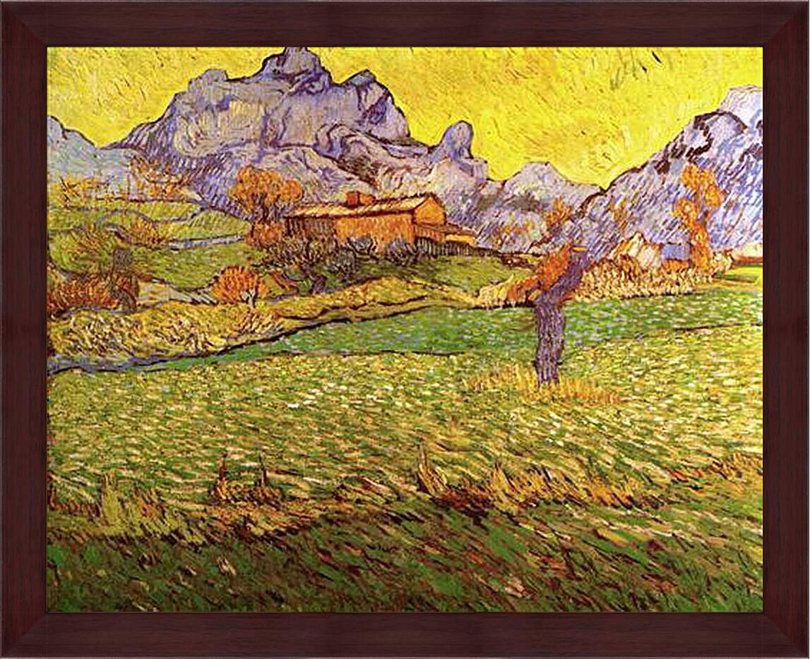 Картина в раме - A Meadow in the Mountains Le Mas de Saint-Paul. Винсент Ван Гог