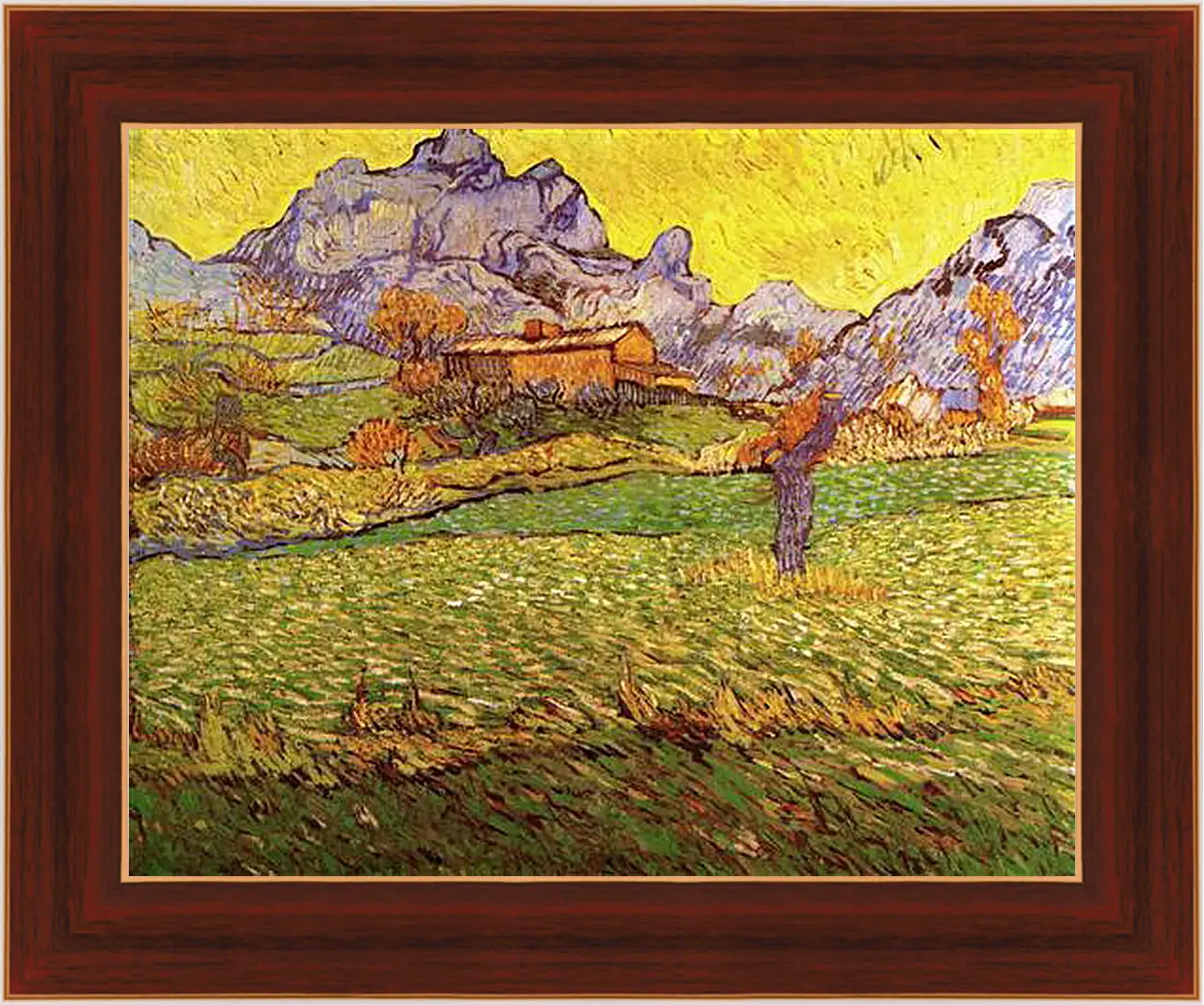 Картина в раме - A Meadow in the Mountains Le Mas de Saint-Paul. Винсент Ван Гог