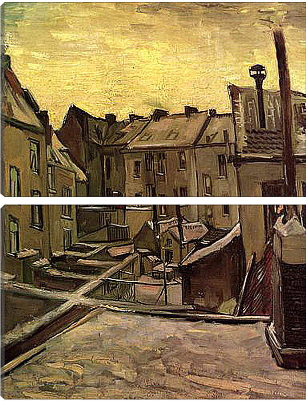 Модульная картина - Backyards of Old Houses in Antwerp in the Snow. Винсент Ван Гог