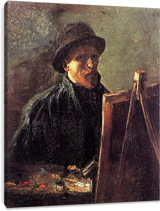 Постер и плакат - Self-Portrait with Dark Felt Hat at the Easel. Винсент Ван Гог