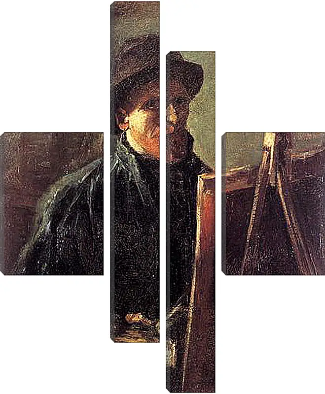 Модульная картина - Self-Portrait with Dark Felt Hat at the Easel. Винсент Ван Гог