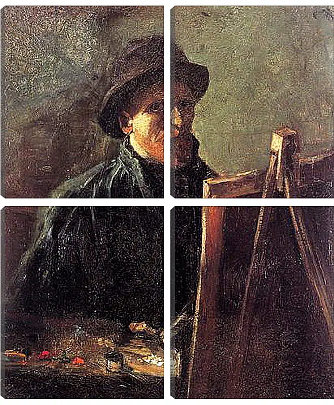 Модульная картина - Self-Portrait with Dark Felt Hat at the Easel. Винсент Ван Гог