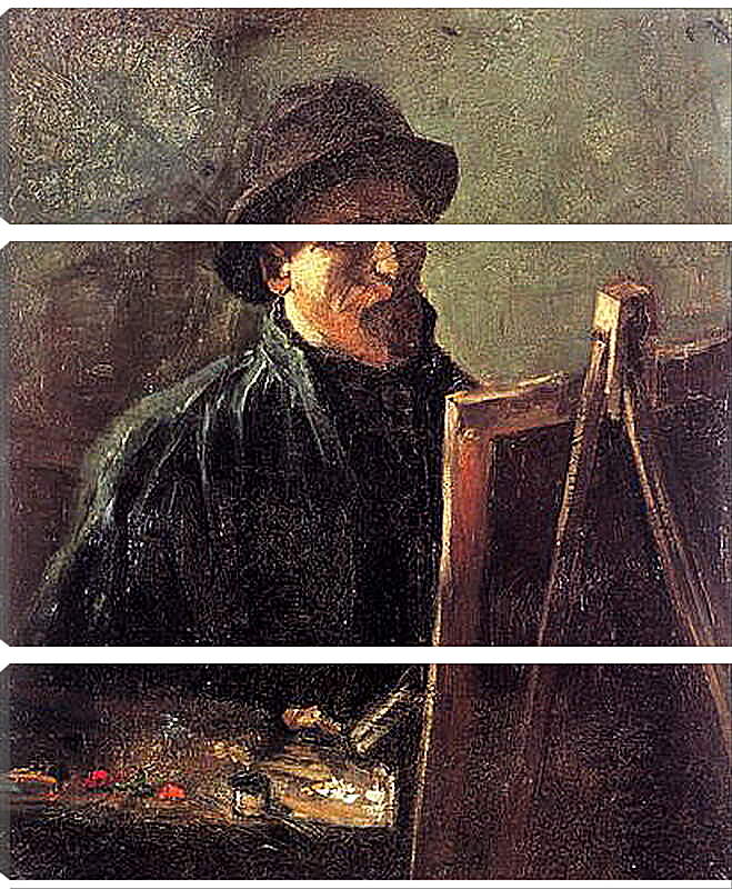 Модульная картина - Self-Portrait with Dark Felt Hat at the Easel. Винсент Ван Гог