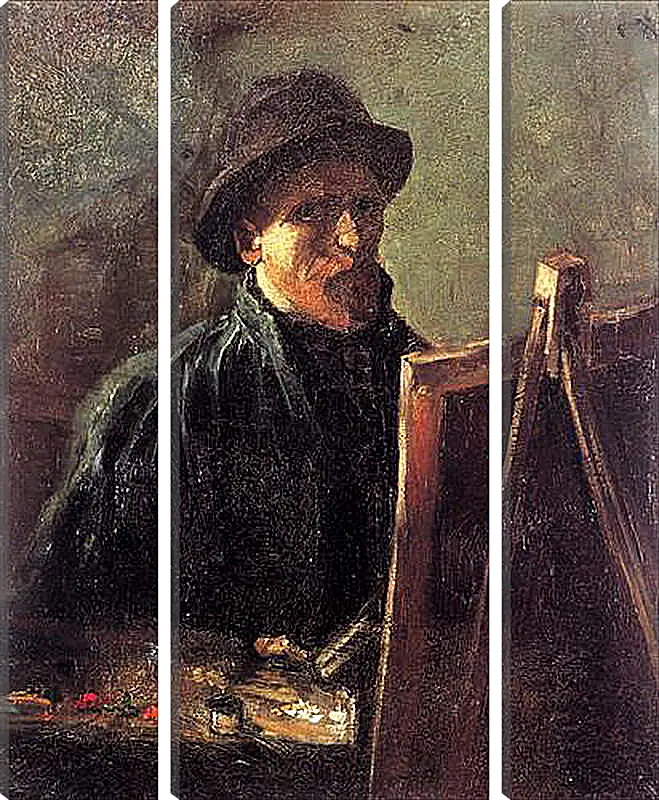 Модульная картина - Self-Portrait with Dark Felt Hat at the Easel. Винсент Ван Гог