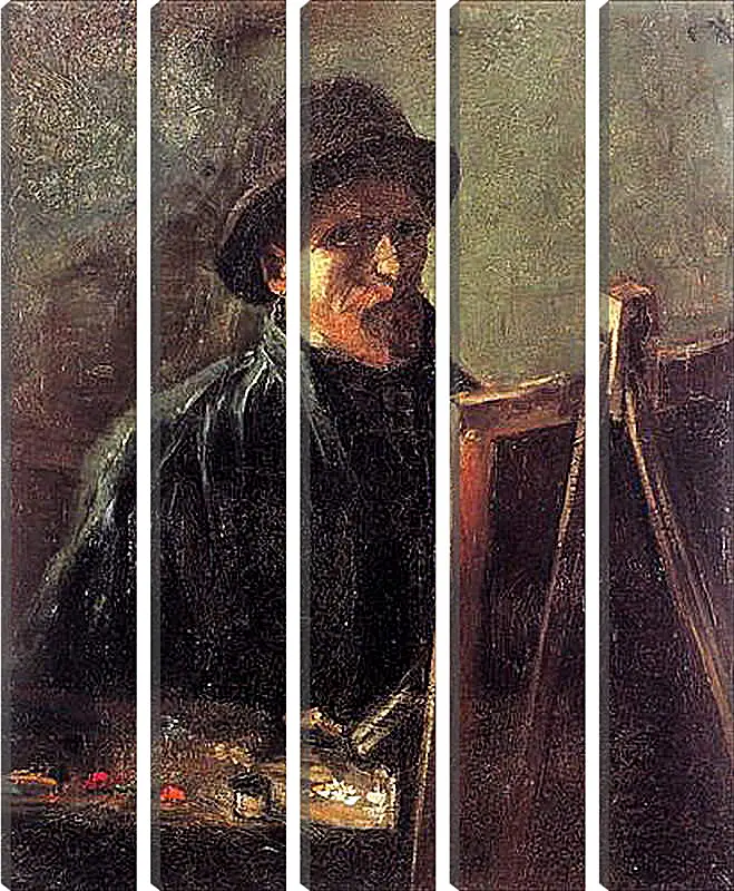 Модульная картина - Self-Portrait with Dark Felt Hat at the Easel. Винсент Ван Гог