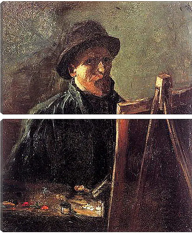 Модульная картина - Self-Portrait with Dark Felt Hat at the Easel. Винсент Ван Гог