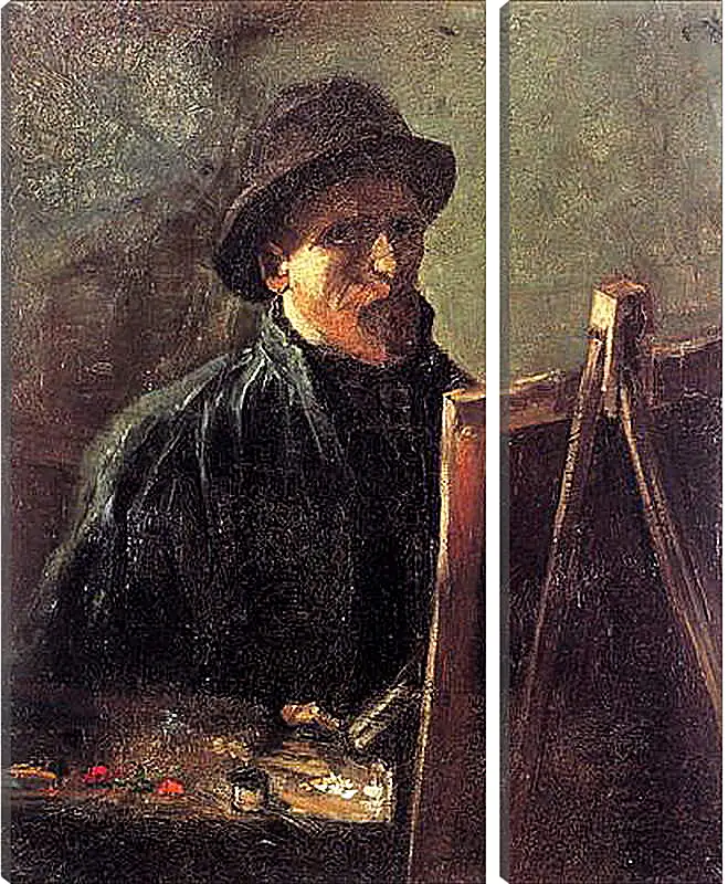 Модульная картина - Self-Portrait with Dark Felt Hat at the Easel. Винсент Ван Гог