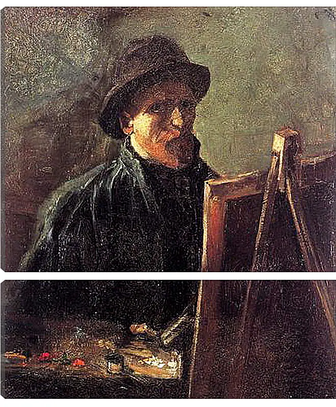 Модульная картина - Self-Portrait with Dark Felt Hat at the Easel. Винсент Ван Гог