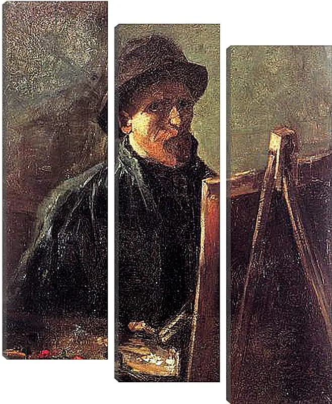 Модульная картина - Self-Portrait with Dark Felt Hat at the Easel. Винсент Ван Гог