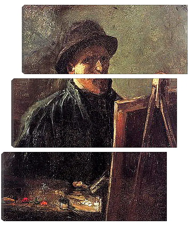 Модульная картина - Self-Portrait with Dark Felt Hat at the Easel. Винсент Ван Гог