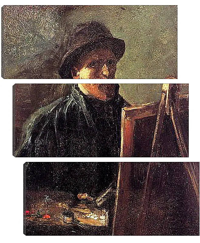 Модульная картина - Self-Portrait with Dark Felt Hat at the Easel. Винсент Ван Гог