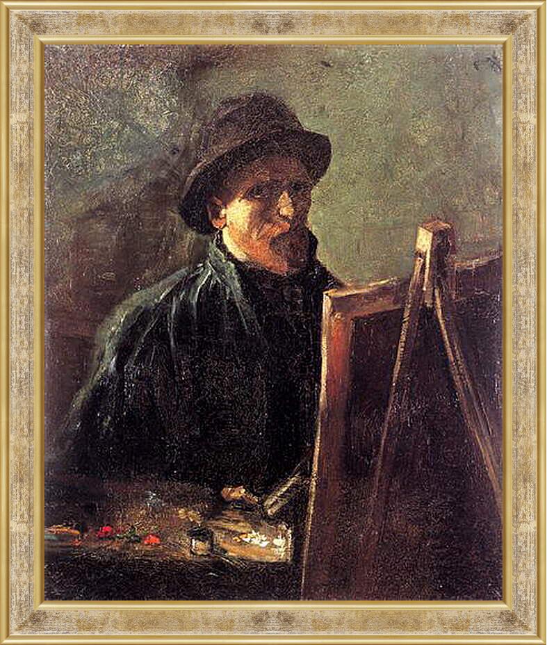 Картина в раме - Self-Portrait with Dark Felt Hat at the Easel. Винсент Ван Гог