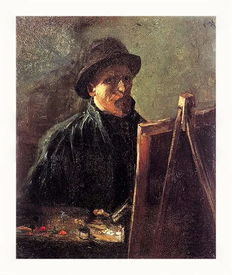 Картина в раме - Self-Portrait with Dark Felt Hat at the Easel. Винсент Ван Гог