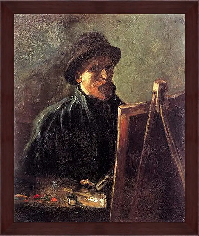 Картина в раме - Self-Portrait with Dark Felt Hat at the Easel. Винсент Ван Гог