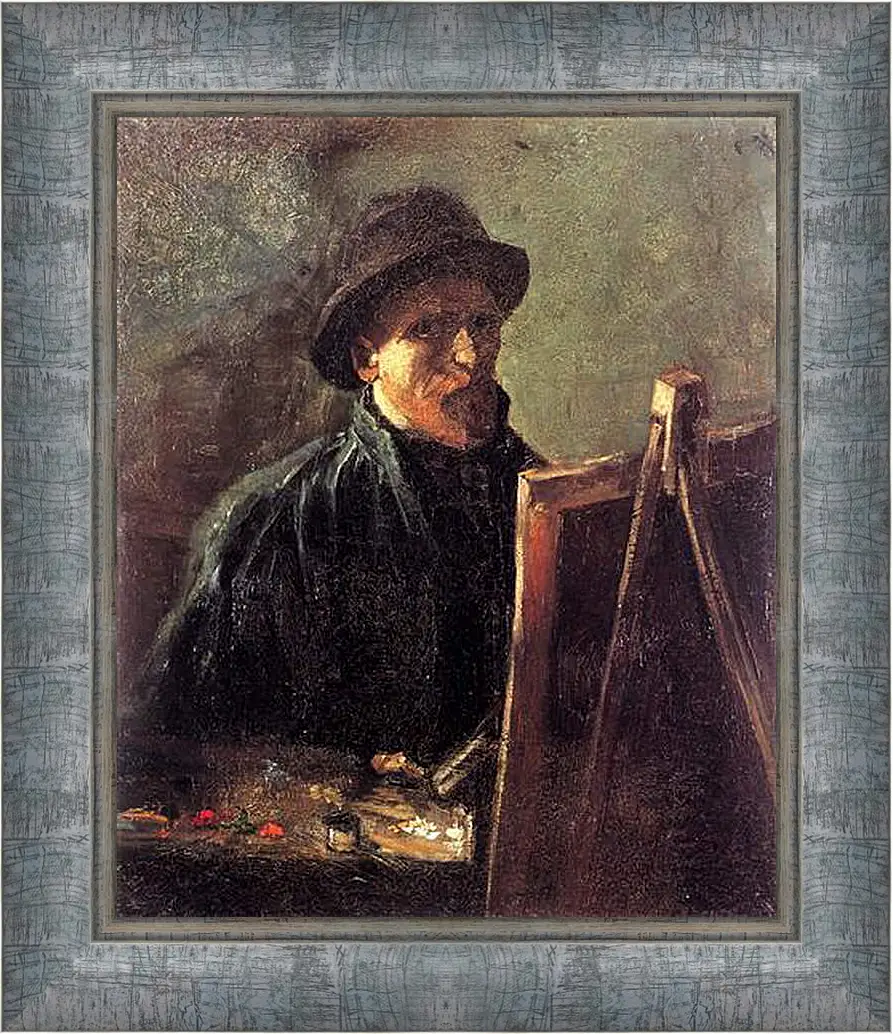 Картина в раме - Self-Portrait with Dark Felt Hat at the Easel. Винсент Ван Гог