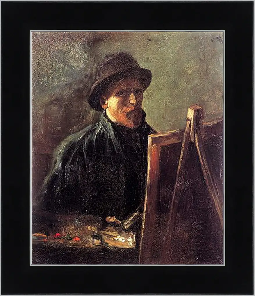 Картина в раме - Self-Portrait with Dark Felt Hat at the Easel. Винсент Ван Гог