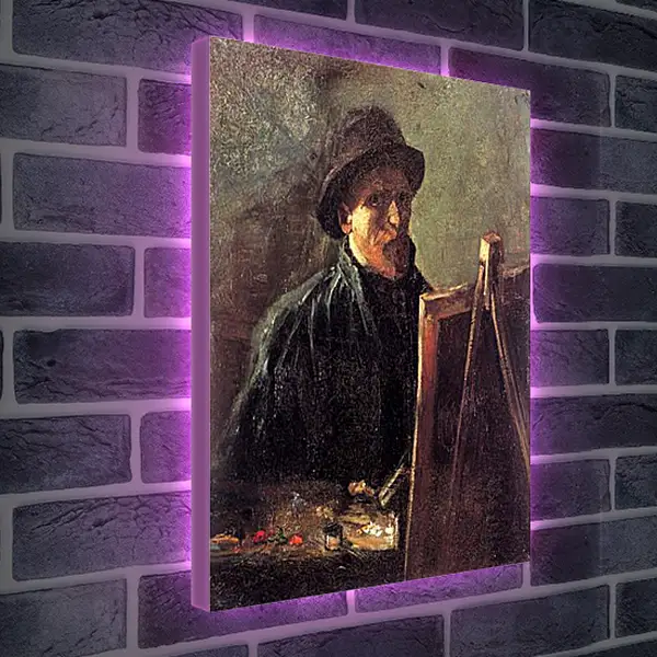 Лайтбокс световая панель - Self-Portrait with Dark Felt Hat at the Easel. Винсент Ван Гог