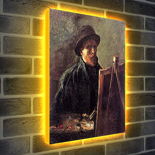Лайтбокс световая панель - Self-Portrait with Dark Felt Hat at the Easel. Винсент Ван Гог