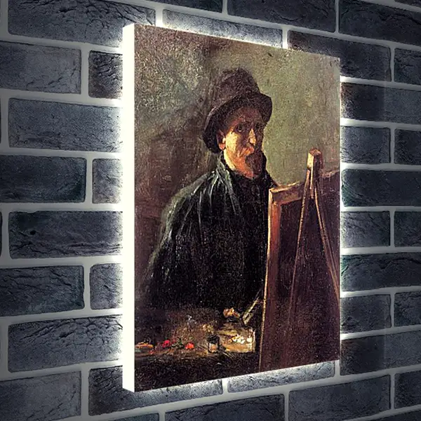 Лайтбокс световая панель - Self-Portrait with Dark Felt Hat at the Easel. Винсент Ван Гог