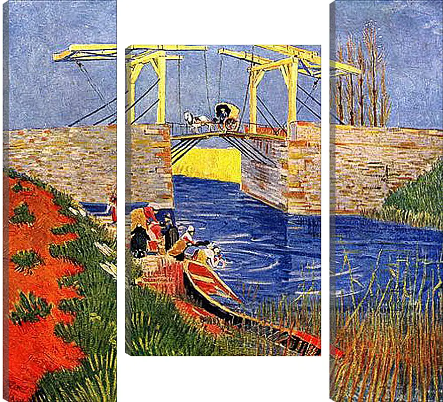 Модульная картина - The Langlois Bridge at Arles with Women Washing. Винсент Ван Гог