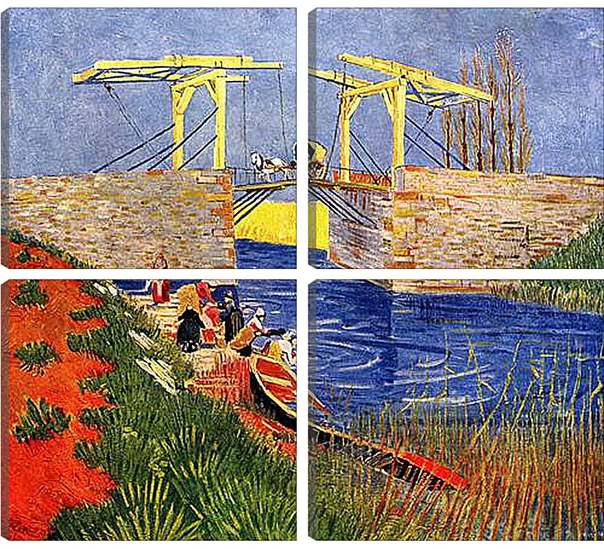 Модульная картина - The Langlois Bridge at Arles with Women Washing. Винсент Ван Гог