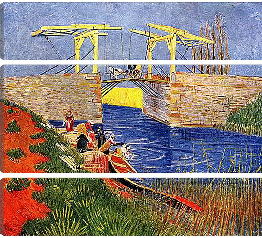 Модульная картина - The Langlois Bridge at Arles with Women Washing. Винсент Ван Гог