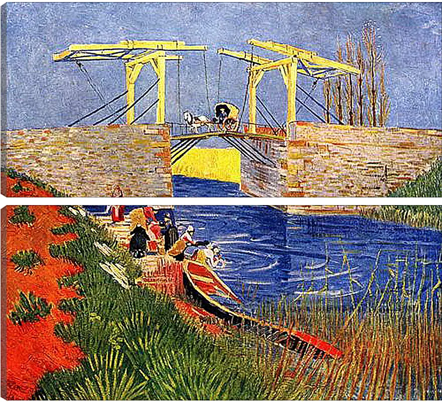 Модульная картина - The Langlois Bridge at Arles with Women Washing. Винсент Ван Гог