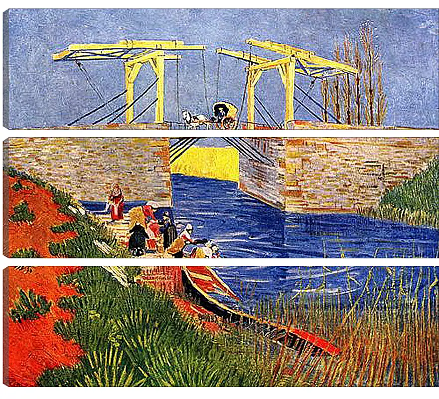 Модульная картина - The Langlois Bridge at Arles with Women Washing. Винсент Ван Гог