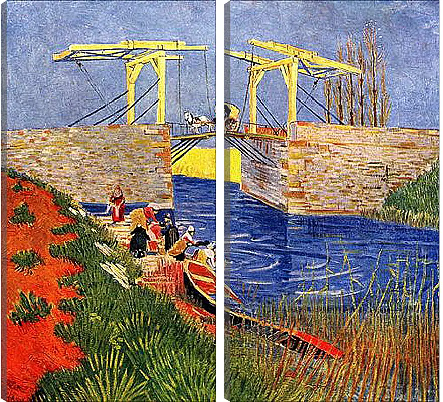 Модульная картина - The Langlois Bridge at Arles with Women Washing. Винсент Ван Гог