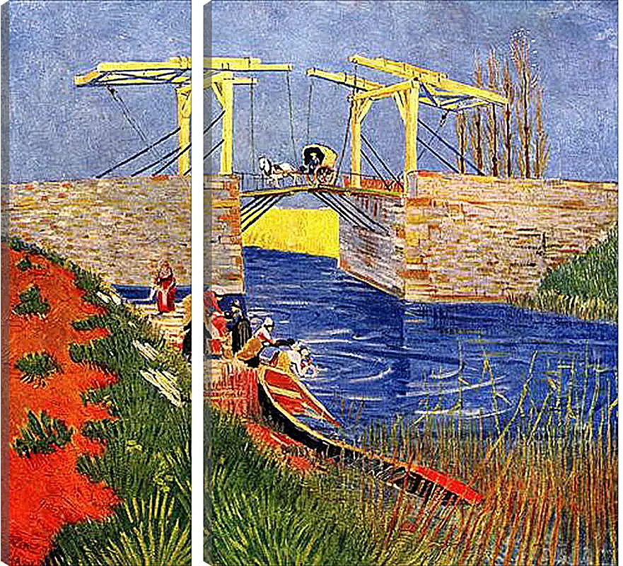 Модульная картина - The Langlois Bridge at Arles with Women Washing. Винсент Ван Гог