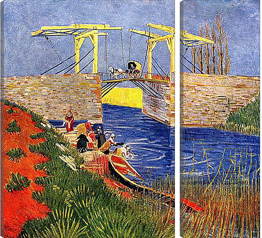 Модульная картина - The Langlois Bridge at Arles with Women Washing. Винсент Ван Гог