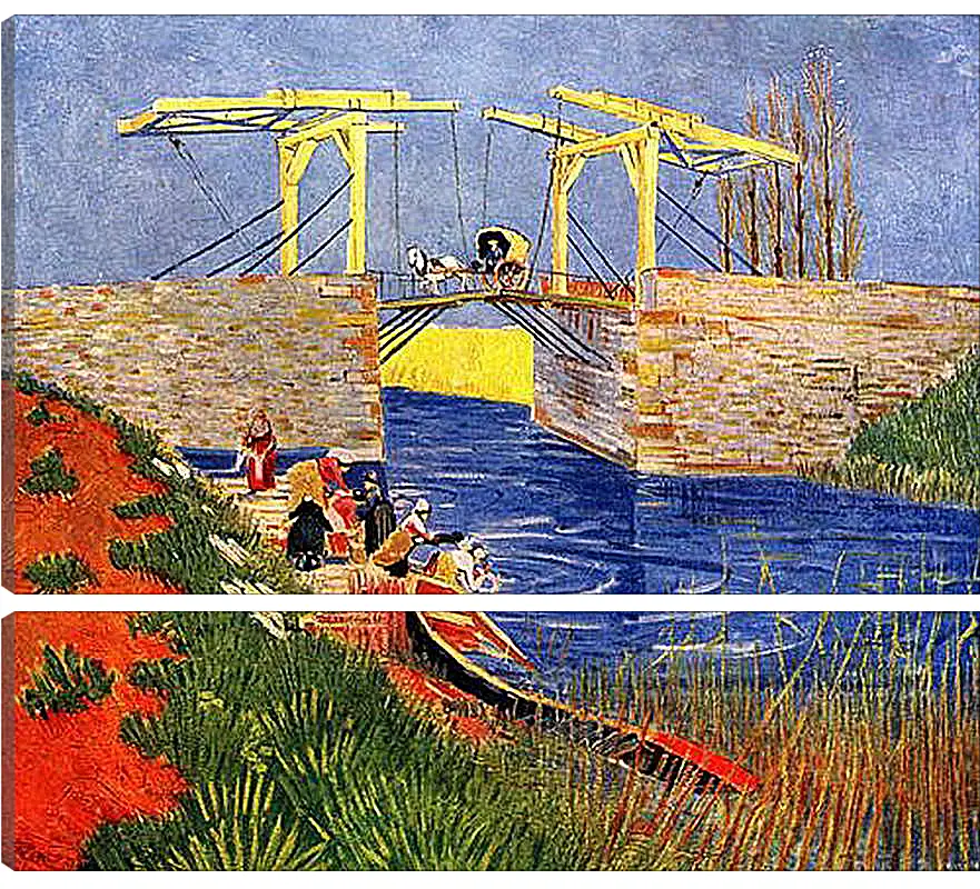 Модульная картина - The Langlois Bridge at Arles with Women Washing. Винсент Ван Гог