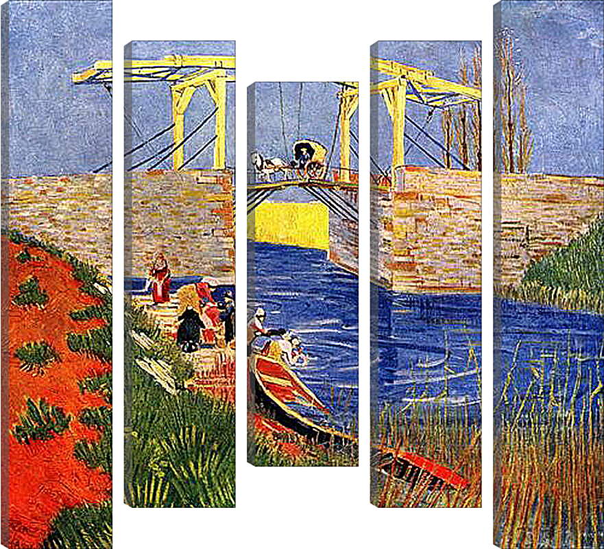 Модульная картина - The Langlois Bridge at Arles with Women Washing. Винсент Ван Гог