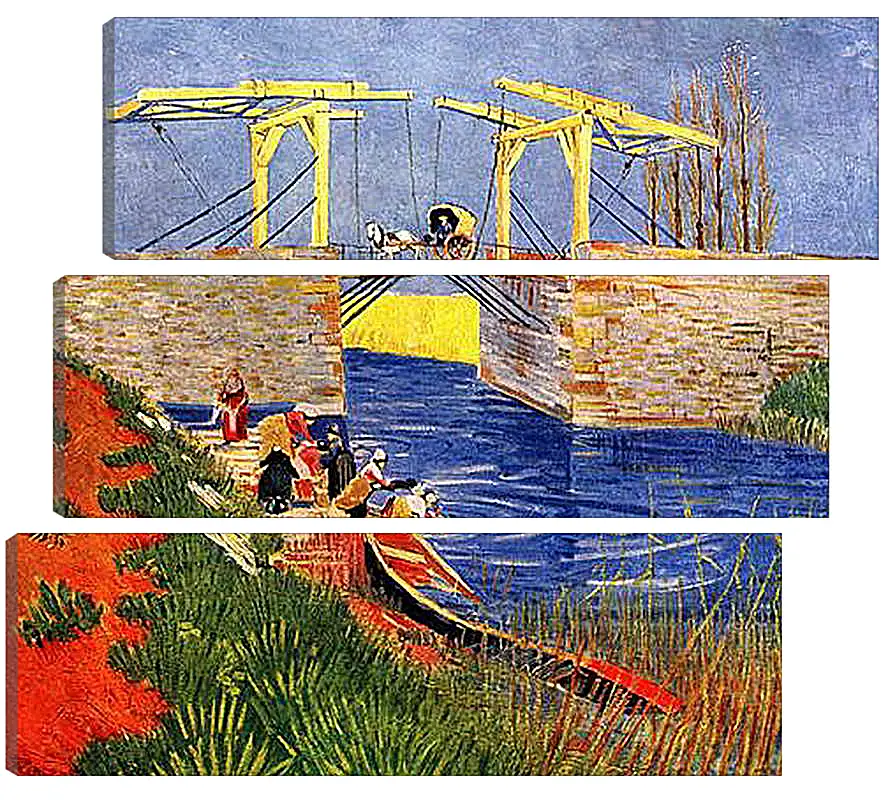 Модульная картина - The Langlois Bridge at Arles with Women Washing. Винсент Ван Гог