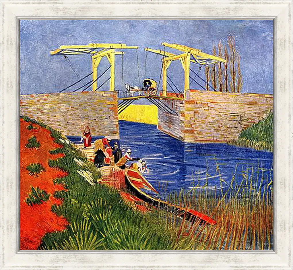 Картина в раме - The Langlois Bridge at Arles with Women Washing. Винсент Ван Гог