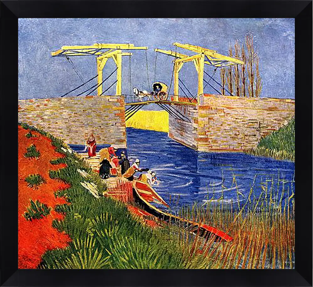 Картина в раме - The Langlois Bridge at Arles with Women Washing. Винсент Ван Гог