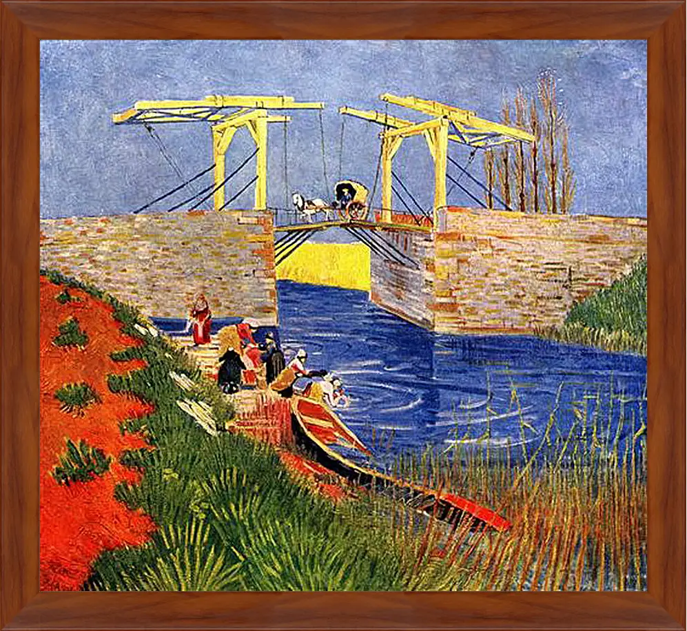 Картина в раме - The Langlois Bridge at Arles with Women Washing. Винсент Ван Гог