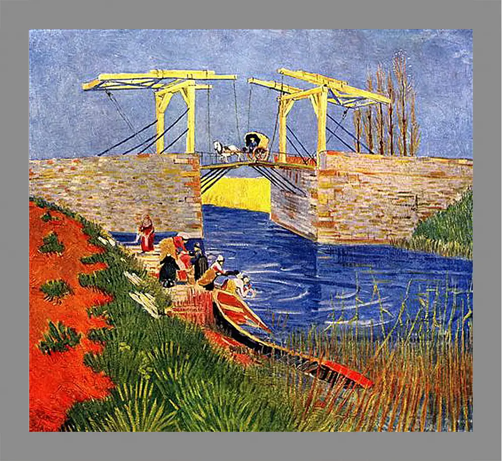 Картина в раме - The Langlois Bridge at Arles with Women Washing. Винсент Ван Гог