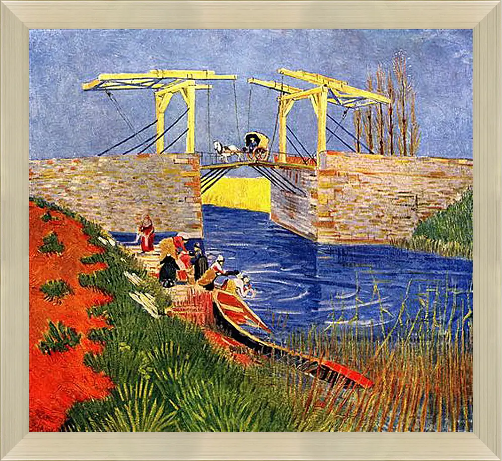 Картина в раме - The Langlois Bridge at Arles with Women Washing. Винсент Ван Гог