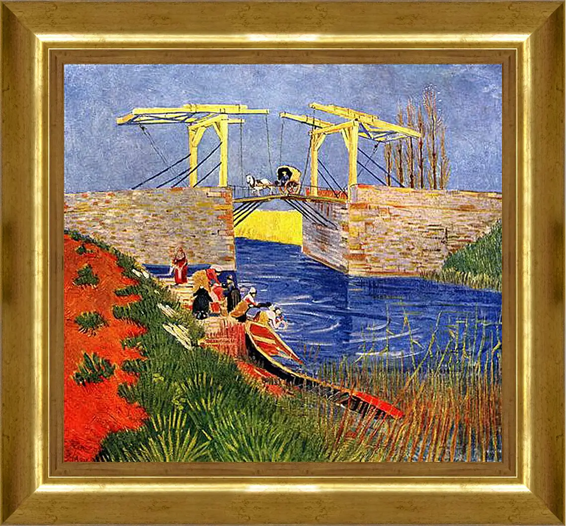 Картина в раме - The Langlois Bridge at Arles with Women Washing. Винсент Ван Гог