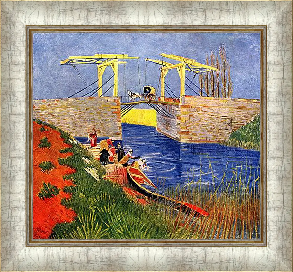 Картина в раме - The Langlois Bridge at Arles with Women Washing. Винсент Ван Гог