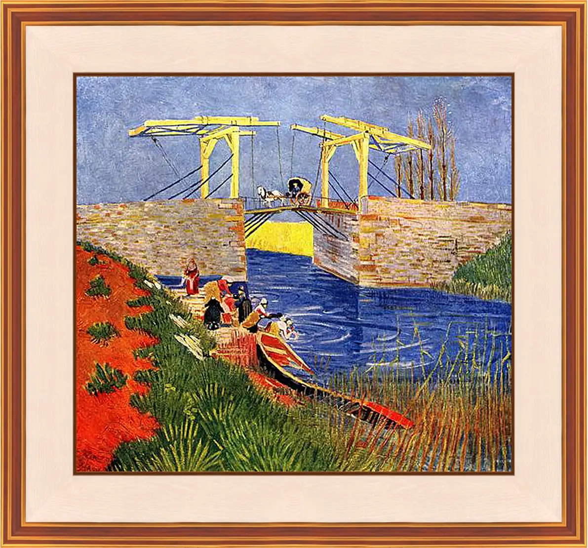 Картина в раме - The Langlois Bridge at Arles with Women Washing. Винсент Ван Гог