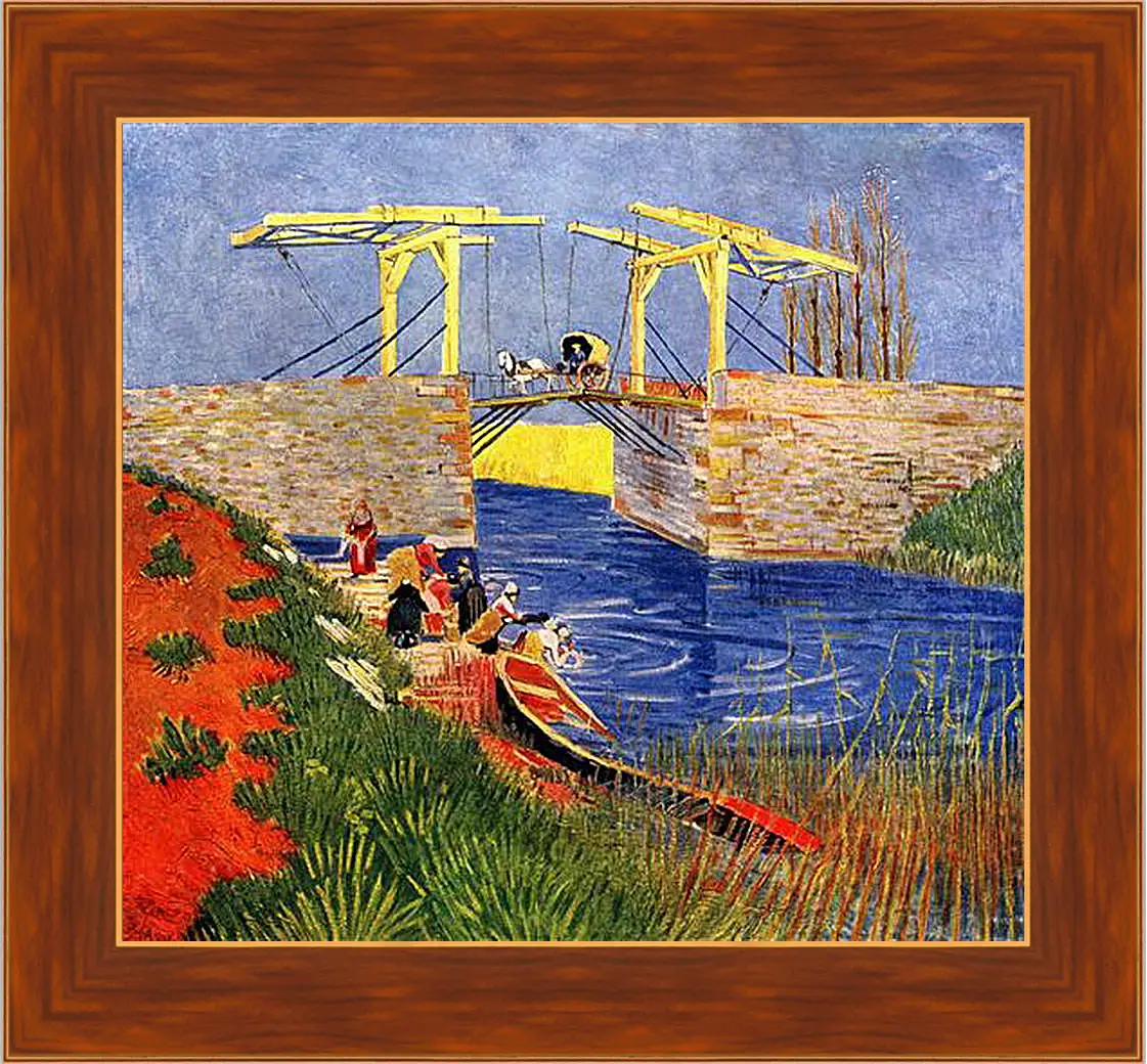 Картина в раме - The Langlois Bridge at Arles with Women Washing. Винсент Ван Гог