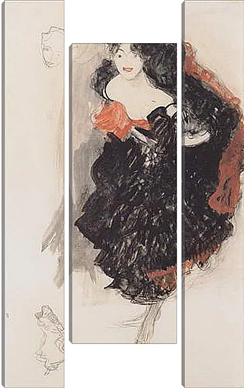Модульная картина - Standing female nude from the front with a raised right arm. Густав Климт