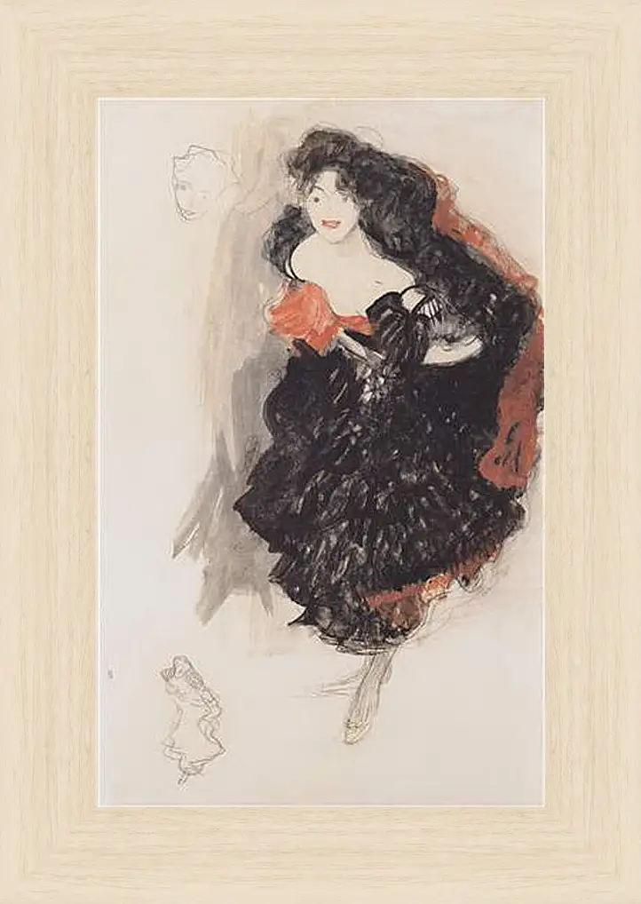 Картина в раме - Standing female nude from the front with a raised right arm. Густав Климт