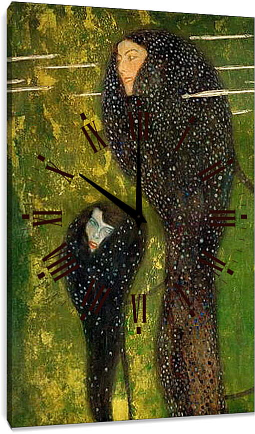 Часы картина - Ундины, серебряные рыбы. Густав Климт
