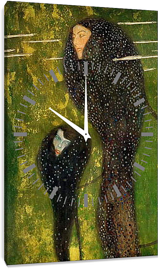 Часы картина - Ундины, серебряные рыбы. Густав Климт