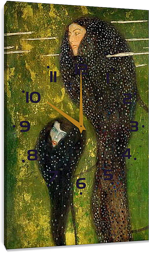 Часы картина - Ундины, серебряные рыбы. Густав Климт
