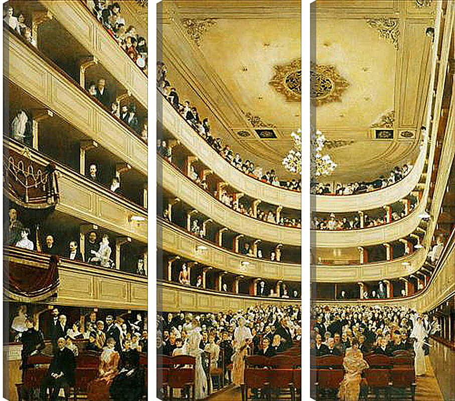 Модульная картина - Зал старого дворцового театра в Вене. Густав Климт
